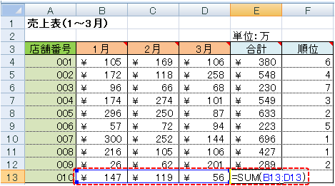 E13セルの数式