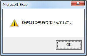 数値が1つもない場合のメッセージ